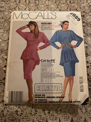 McCALL'S #2889 LADIES DROP WAIST PEPLUM DRESS w/TUXEDO HEMLINE PATTERN  10-12-14 | eBay