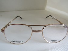 NOS Liberty EZ-100 Eyeglass Stainless Gold 48 17 Spring Hinge Frame Only USA