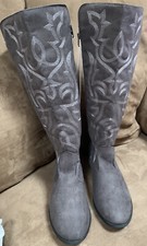 JUSTICE BOOTS SIZE 9 CHARCOAL STITCHED DETAIL 17 SUPER CUTE