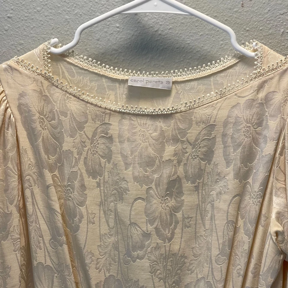 Винтажный Carol peretz кремовый цветочный из двух частей шелк шерсти пеплум верхняя юбка кружевной кромки - Изображение 4 из 4