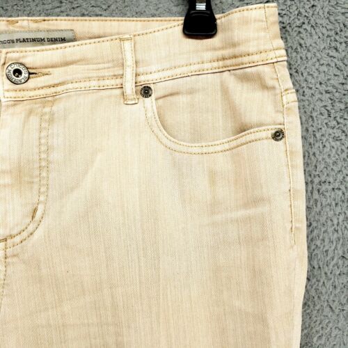 Chico's Womens 1.5 Beige Denim Stretch Crop Cuffed Jeans - Picture 7 of 19