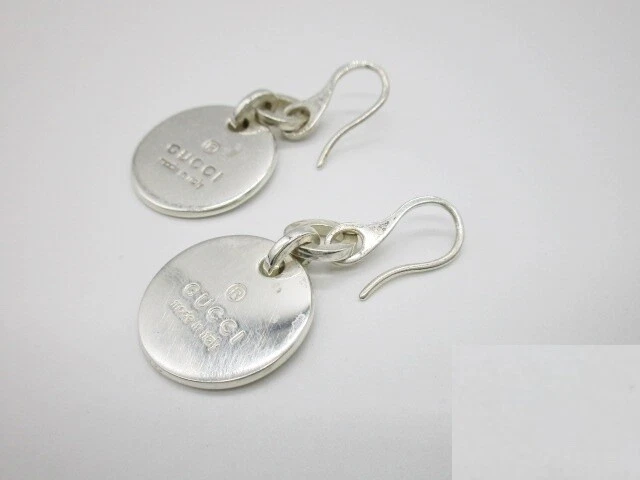 Boucles d'oreilles plaque logo cercle de marque GUCCI Ag 925 accessoires pour femmes