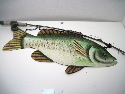 Large 14" Tin Metal Fish & fly Rod - Picture 11 of 23