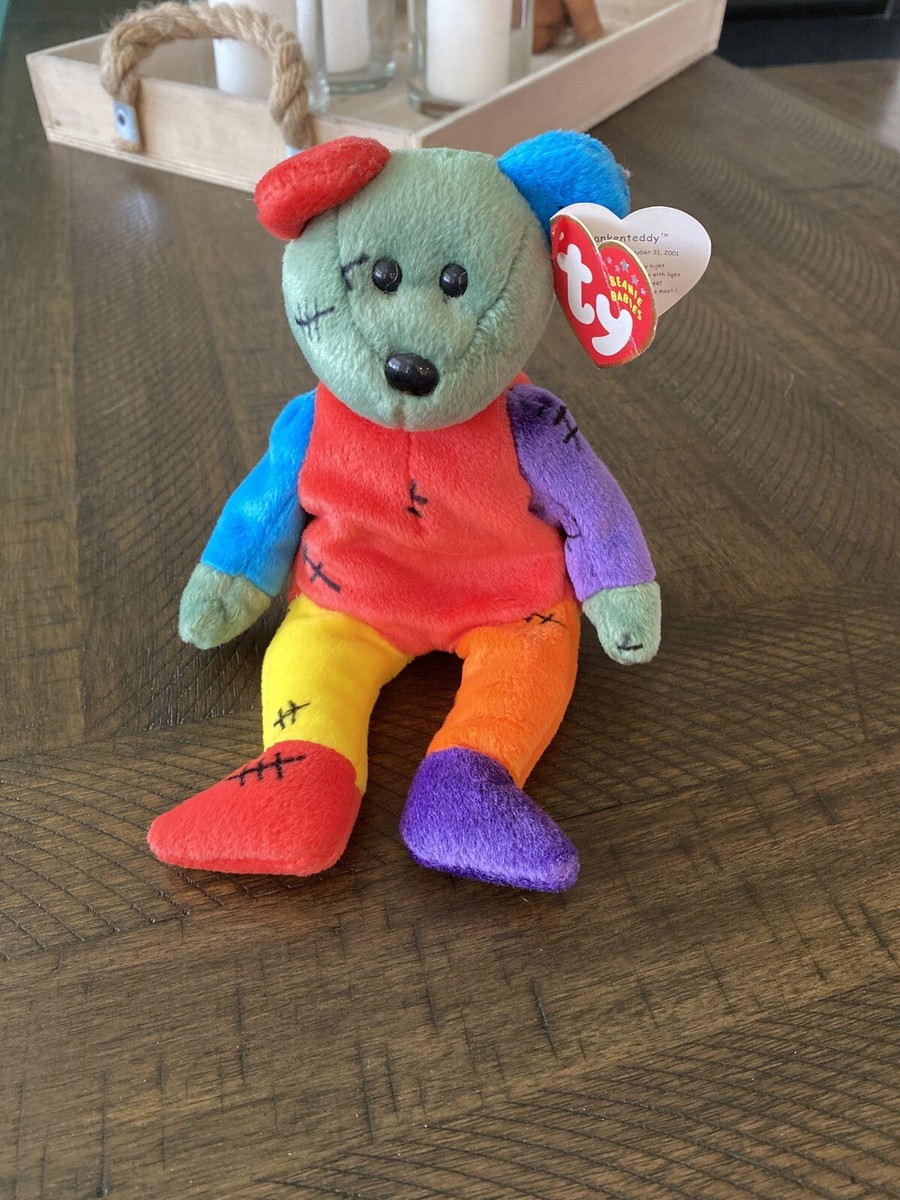 TY Beanie Baby Frankenteddy The Bear With Tag Retired DOB: October