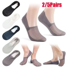 2/5Pairs Mens Womens Summer No Show Invisible Nonslip Boat Cotton Low Cut Socks