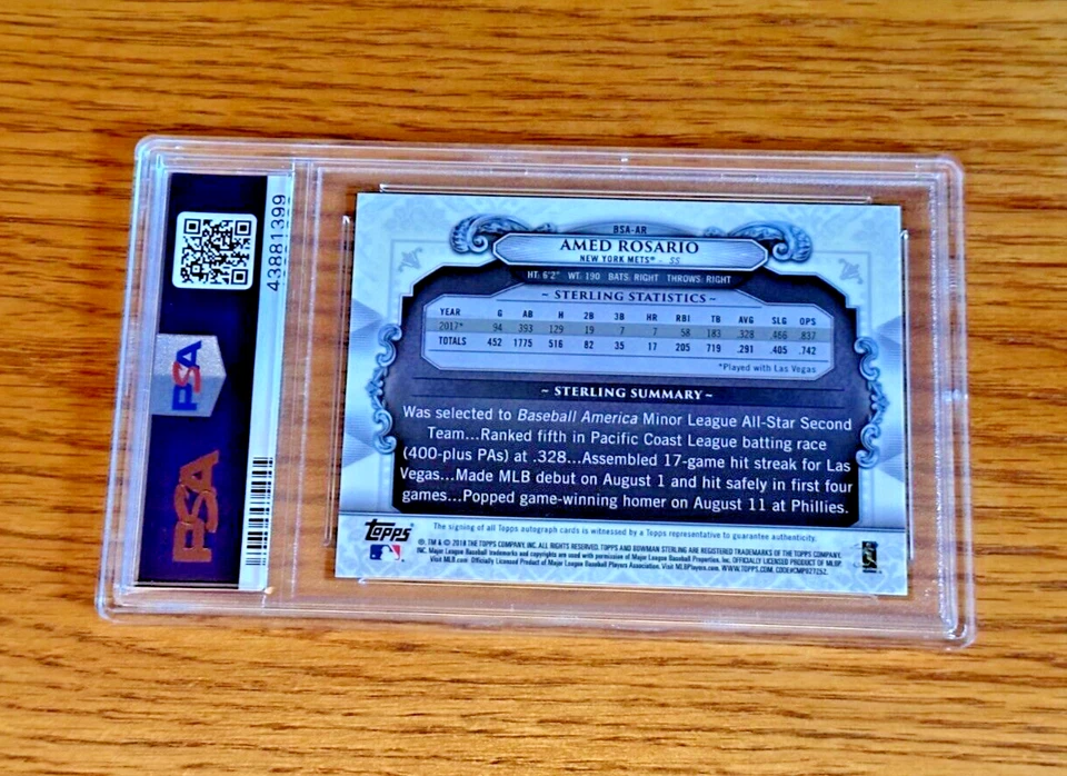 AMED ROSARIO 2018 Bowman Sterling #BSA-AR PSA 10 RC Orange Refractor Auto /25 - Image 2 of 2