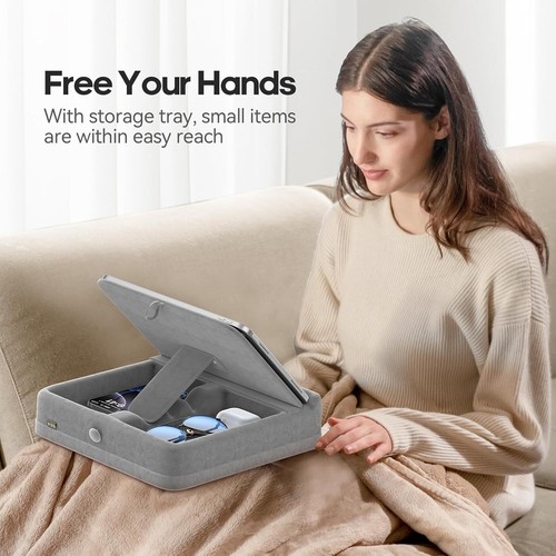 Tablet Pillow Stand Foldable IPad Holder for Bed, Lap & Desk - Adjustable Soft P - Picture 3 of 8