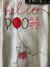 DISNEY WINNIE THE POOH KITCHEN TOWELS SET OF TWO HELLO POOH RED BALLOON NWT