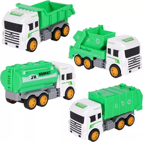 4 Stück Kinder Spielzeug Auto Geschenk Rückzug Technik Feuerwehr LKW Sanitärfahrzeug - Bild 16 von 29
