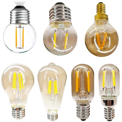 AC DC 12V 24V 1W 6W E27 E14 E12 Vintage COB LED Filament Glühbirne Glaslampe