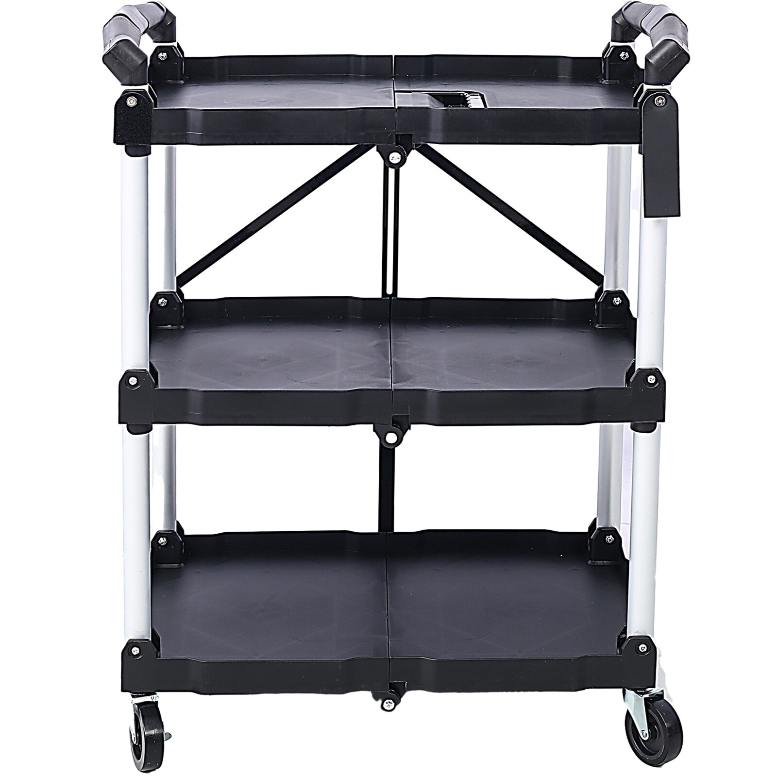 Folding Collapsible Service Cart, Black, 50 Lb Capacity, Fits