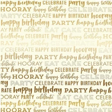 Happy Birthday, Cream w/ gold foiled, scrapbook cardstock - Echo Park CBfH001