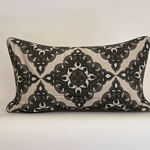 Pottery Barn Pillow Cover 14 x 25 Print and Embroidery eBay