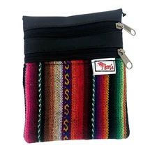Handwoven Double Zippered Coin Purse Pocket Pouch Colorful Made in Peru
