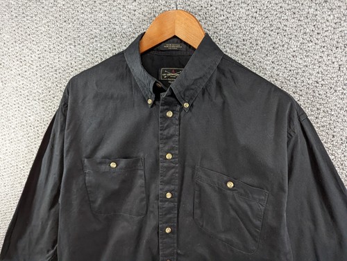 ARROW Vintage 90's Men's Solid Black Cotton Button Down Casual Shirt 16.5 L XL - Picture 3 of 10