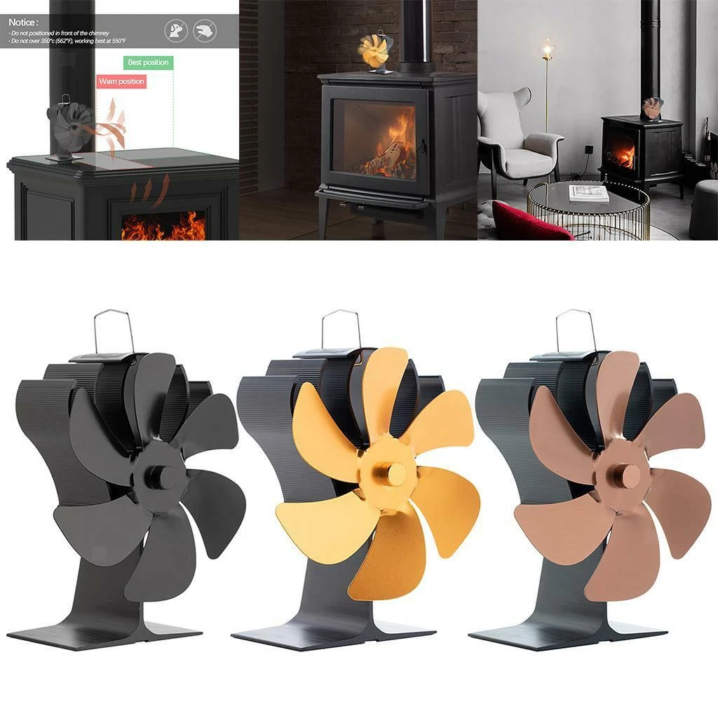 6 Blades Woodburner Stove Fan Wood u0026amp; Log Burner Fan and Fireplace Fan  Stove Top | eBay