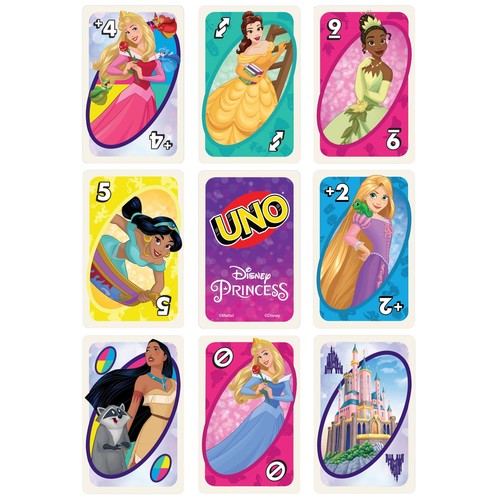 Mattel Games UNO Disney Princesses Card Game for Kids & Family, Themed Deck & - Picture 2 of 5