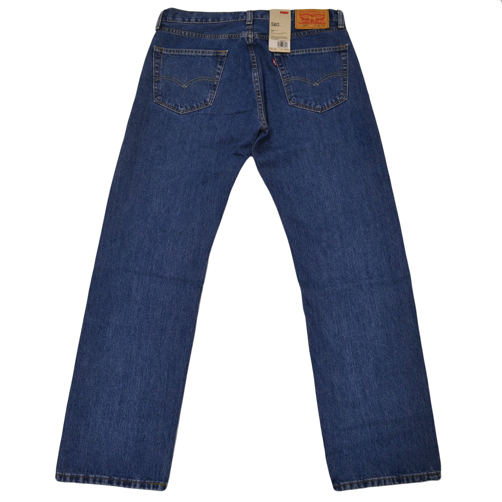 Levis 505 Jeans Mens 38x30 Blue Denim Straight Leg 海外 即決-