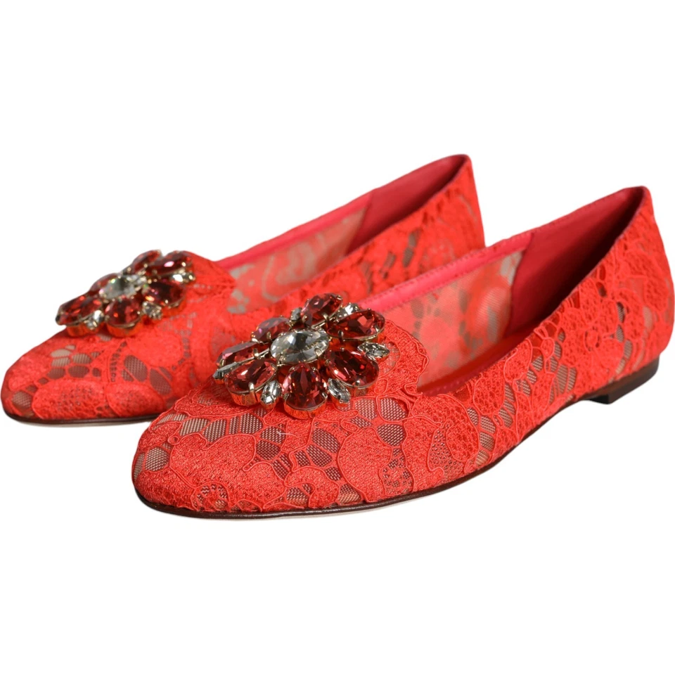 Zapatos DOLCE & GABBANA Coral Encaje Cristal Ballet Pisos Mocasines EU35/US4.5 870usd Foto 3 de 4