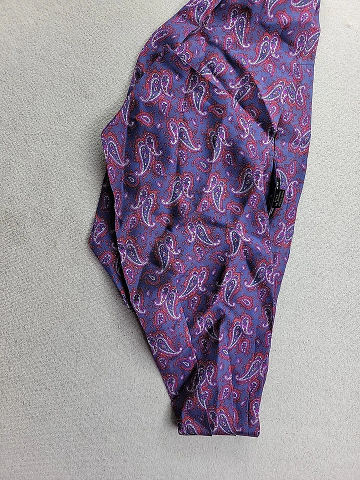 Corbata Rovoletto Venezia Silk Cravat Ascot Azul y Rojo Paisley Diseñador Formal para Hombres Foto 2 de 4