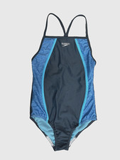 Speedo Girls One-Piece Swimsuit Blue/Grey Size 12  5451