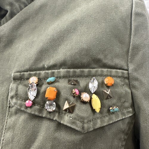 Vintage Jolt Embellishments Women XS Brown Military Jacket Patches - Picture 3 of 9