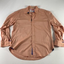 Robert Graham Button Up Shirt Mens XL Embroidered Unique Orange Pattern