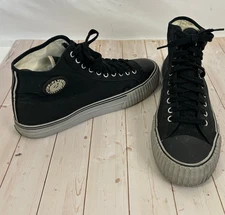 PF Flyers Rigid Wedge Center Hi Black Gray Stripe Mens Retro Sneakers Size 12 M