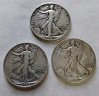 Lot Of 3 Walking Liberty Silver Half Dollars 1941 And 43 P  1942 S Circulated