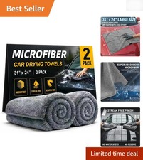 2 Pack Professional Large Microfiber Car Drying Towels 31" x 24" , Scratch Free