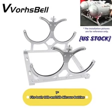 7" Nitrous Dual Bottle Holder Bracket Mounting Kit For 10-15 Lb Bottles Silver