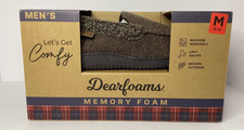 Dearfoams Men's Memory Foam Moccasin House Slippers Size M 9/10 Brown NIB