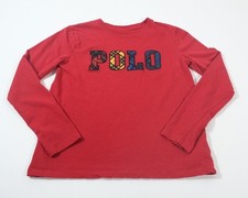 Polo Ralph Lauren Boys Red Long Sleeve Logo Graphic T-shirt Size L