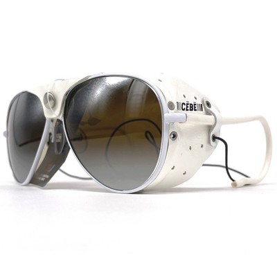 Vintage CEBE 2000 glacier sunglasses - France 1990's - Large - White - Leather