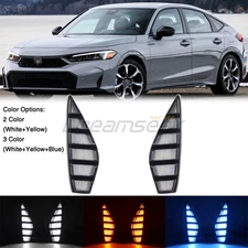 LED DRL for Honda Civic 2025+ Daytime Running Light Bumper Fog Lamp w/ Turn L+R