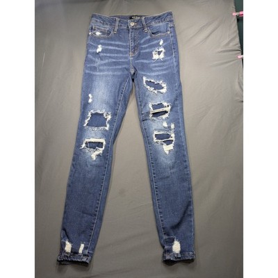 Judy Blue Skinny Fit Distressed Jeans Medium Wash Denim Womens 5/27 JB8864