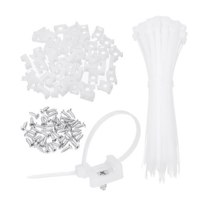 75pcs 0.89'' M6 Mounts Base with 75pcs 6'' Cable Ties & 75pcs M5 Screws, White