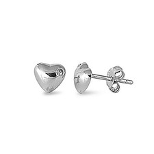 Small Sterling Silver Heart Stud Earrings with CZ  Dainty Minimalist Earrings