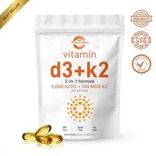 Boost Your Health with Our Premium Vitamin D3 5000 IU +K2 MK-7 100mcg Supplement
