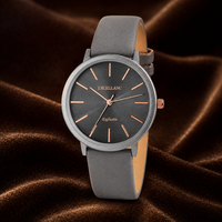 Excellanc Damen Armbanduhr Frauen Girl Analog Quarzuhr Watch Kunstlederband Grau
