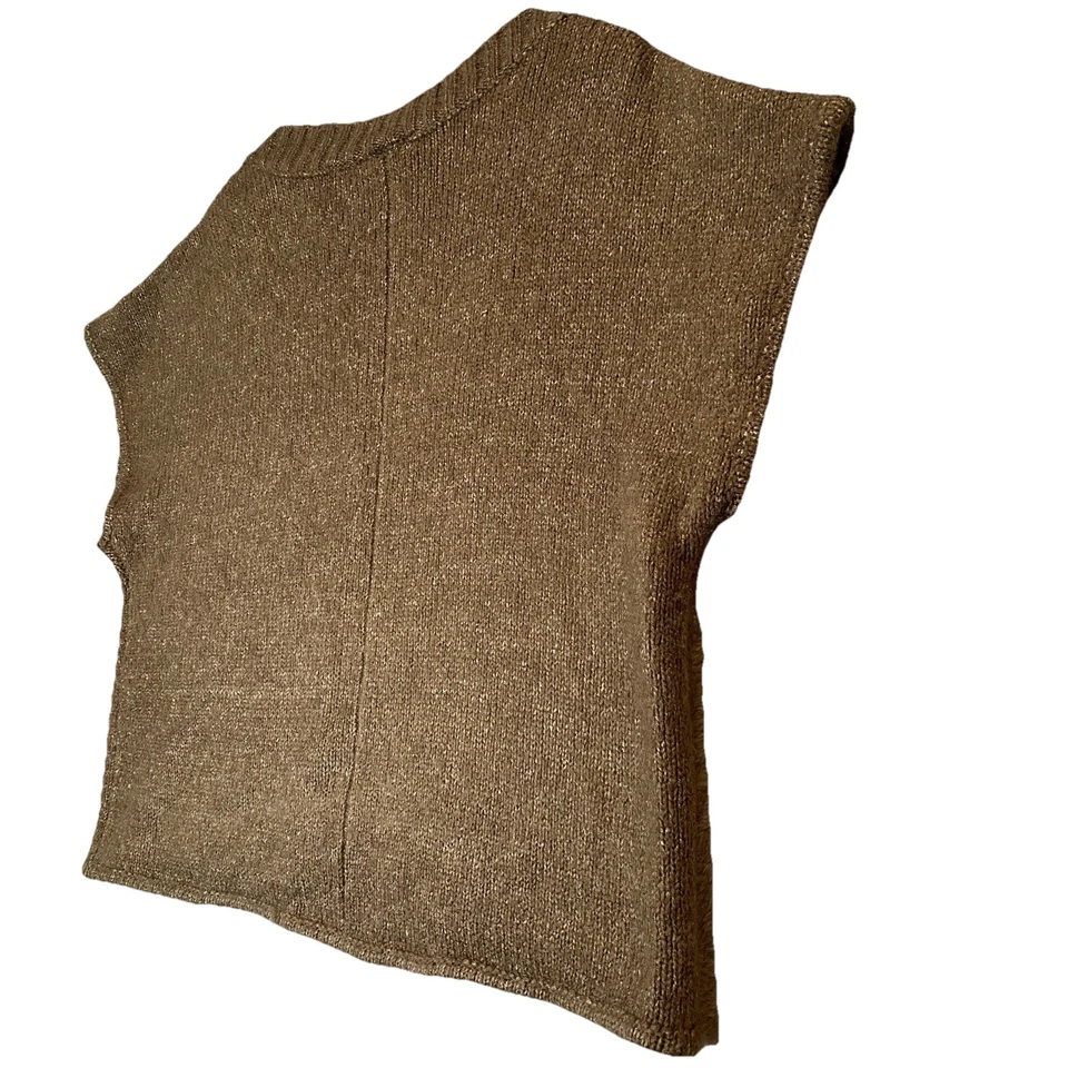 Anthropologie Kenji Wool Mohair Sweater Womens L Brown Crop Boho Minimalist Lux - Image 2 of 4