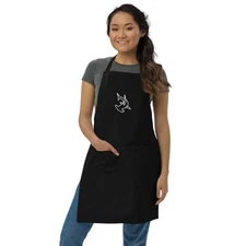 Line Art Hammerhead Shark Embroidered Apron in Black - Great Gift for Chefs 