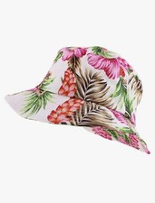 Pink Floral Design Girls Medium Soft Bucket Hat