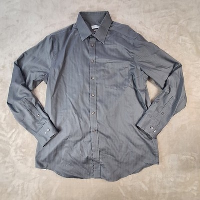 Joseph Abboud Dress Shirt Mens Large Gray Slim Fit Casual Button