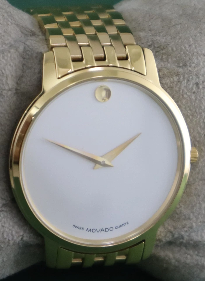 Reloj de pulsera de lujo MOVADO de cuarzo con esfera blanca para hombre correa de acero "Mantente puntual" Foto 3 de 4