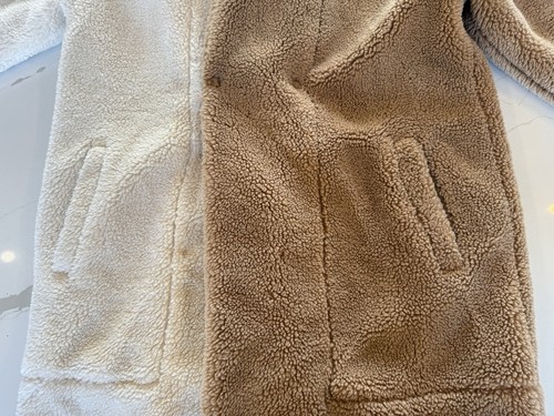 BOOHOO + LUXE LONGLINE FAUX FUR TRENCH COAT WHITE/BEIGE Women’s Size Small - Picture 5 of 14