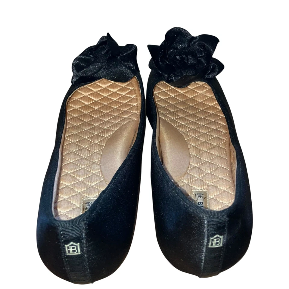 Sapatilhas de cetim preto raras Birdies The Finch com decoração floral tamanho 11 novas sem etiquetas - Imagem 3 de 4