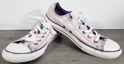Converse All Star Multi Color Tongue Size 6 Juniors = WOMENS 7. 5 - 8  # 632576F