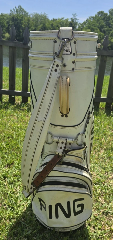 Rare Vintage Black and White PING Golf Bag 6 Way Divider With Rain Cover USA - Image 4 of 4
