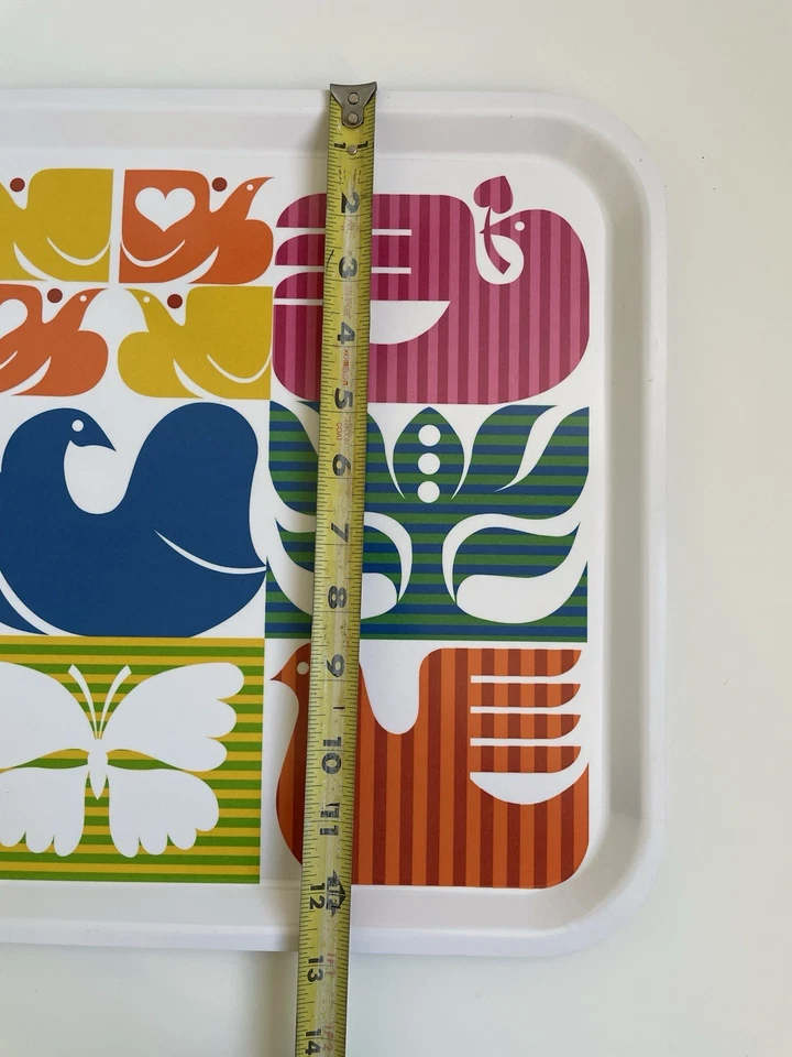 IKEA Serving Tray BIRD Scandinavian Folk Design 17”x13” Floral Colorful Rare EUC - Image 2 of 4